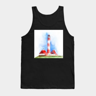 Westerheversand Lighthouse Watercolor Painting Tank Top